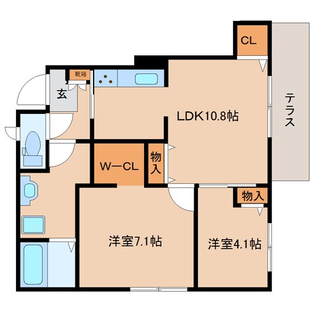 五条駅 徒歩11分 1階の物件間取画像